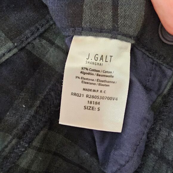 Brandy Melville John Galt Blue Green Plaid High Waist Zip Button Trouser Pant SM - Picture 5 of 6